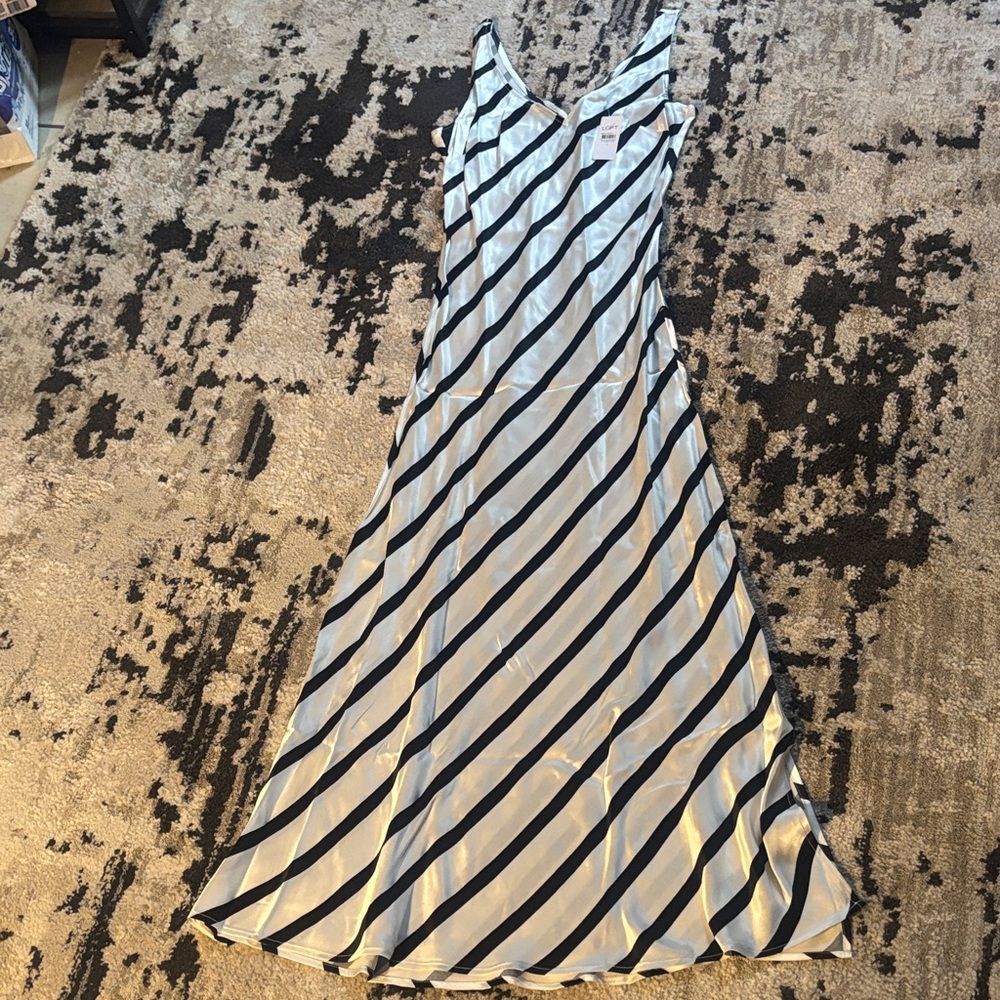 Elegant Black and White Striped Dress